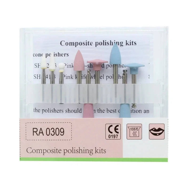 9pcs/Box Dental Composite Polishing For Low Speed Handpiece Contra Angle Kit RA0309 Resin Sanding Polishing Set Dentistry Tool