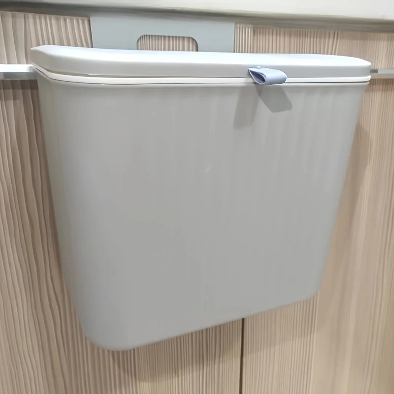 Space saving wall mounted trash bin 2-in-1 with lid, toilet, household kitchen, hanging wall crevice storage bin