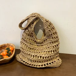 Summer Women Beach Tote Handbags Rattan Crochet Shoulder Bag Casual Commute Bag Vintage Straw Woven Bag