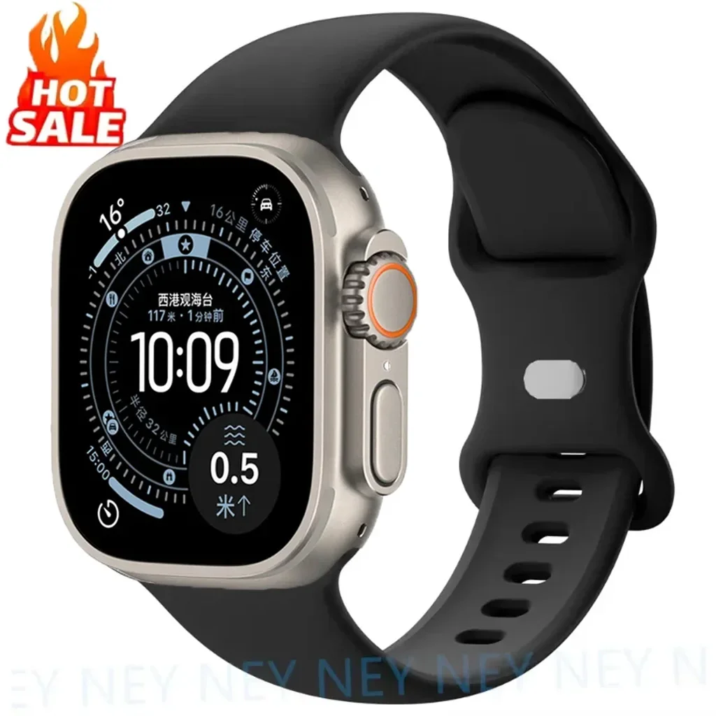 

Силиконовый ремешок для Apple Watch 11 10 ремешков 40 мм 44 мм 45 мм 46 мм 42 мм 41 мм спортивный браслет iWatch series 9 8 3 SE ultra 2-3 49 мм