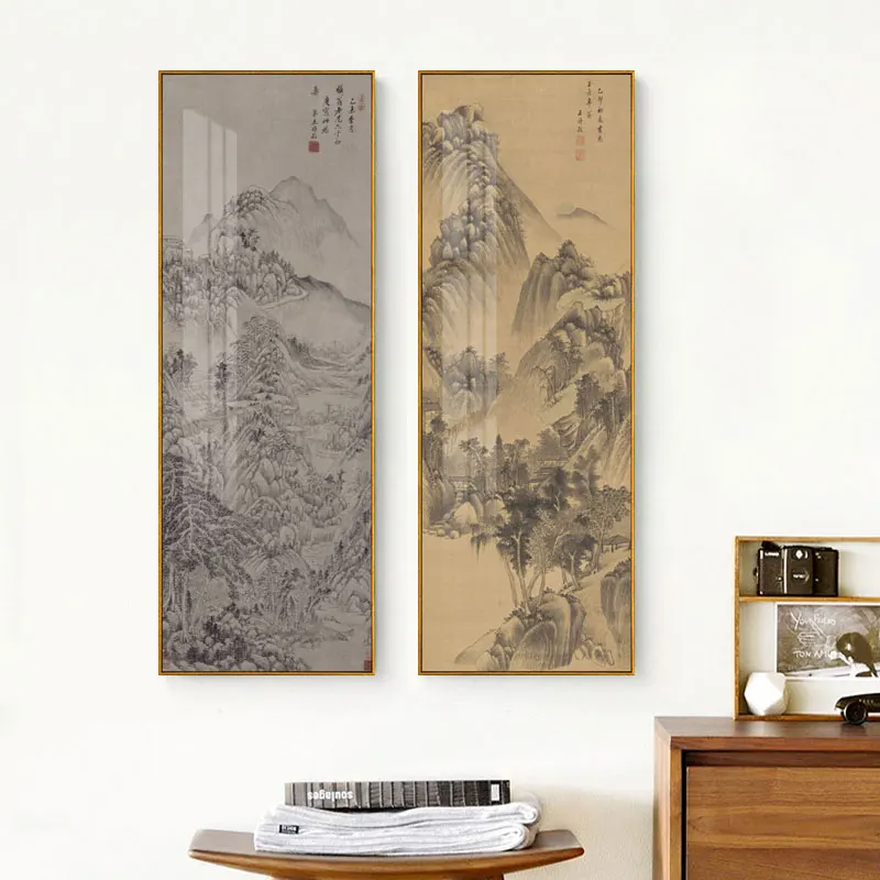 Chinese Style Mountain Landscape Canvas Abstract Oil Painting Poster Print Wall Art Picture for Living Room Home Office Décor5