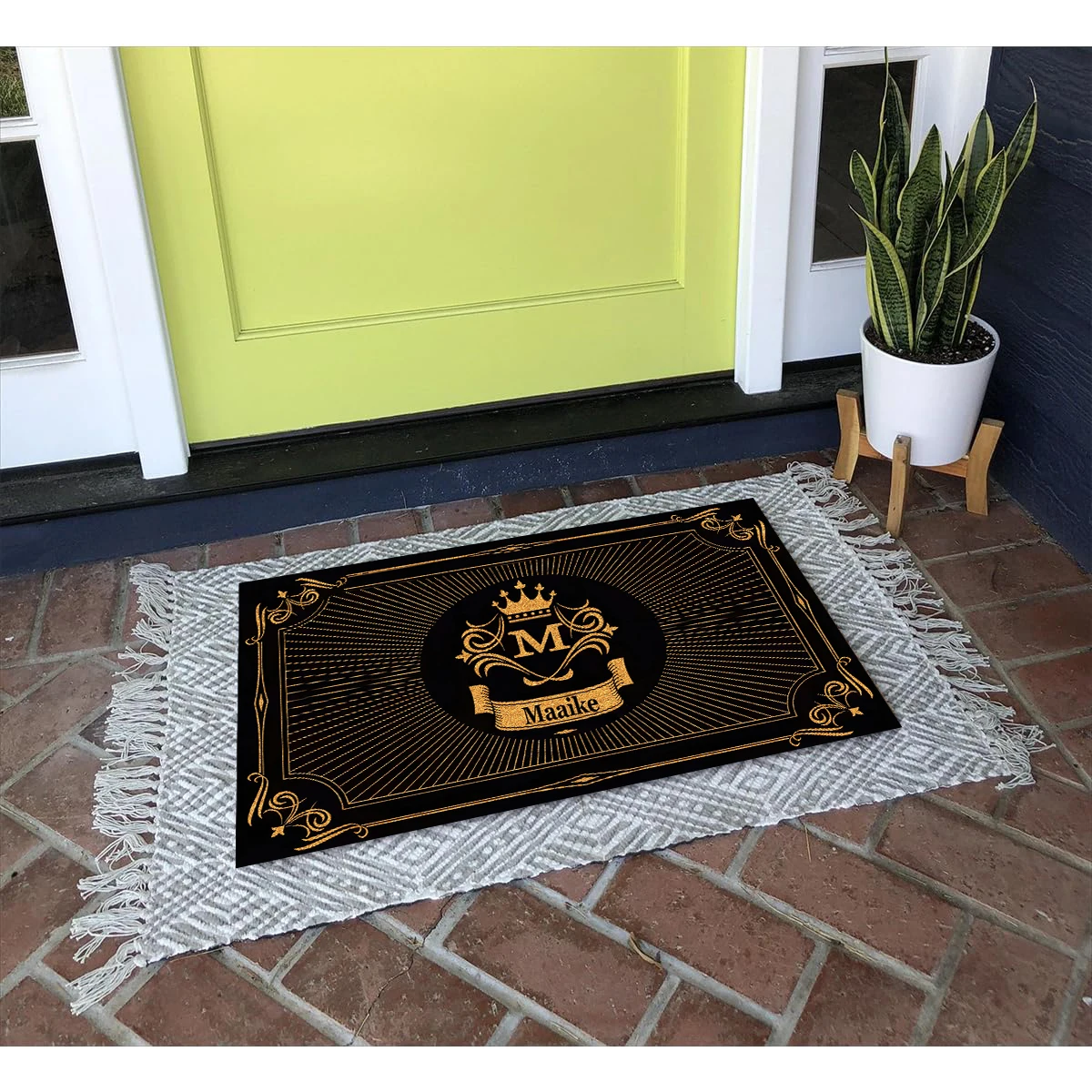 Custom Family Name Personalized Doormat Rubber Wreath Letter Monogram Door Mat Non-Slip Entryway Rug Floor Foot Mats Home Decor