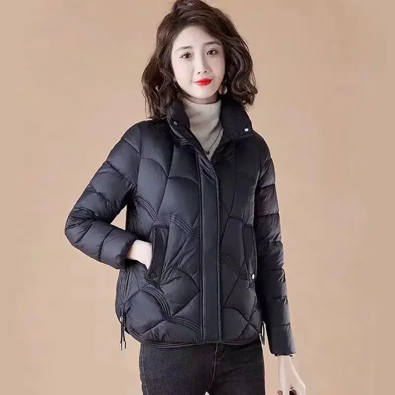 Short Duck Down Thick Padding Red Jackets for Women Woman Coat Quilted Padded Cropped Luxury Cheap Clothes Youth High Quality