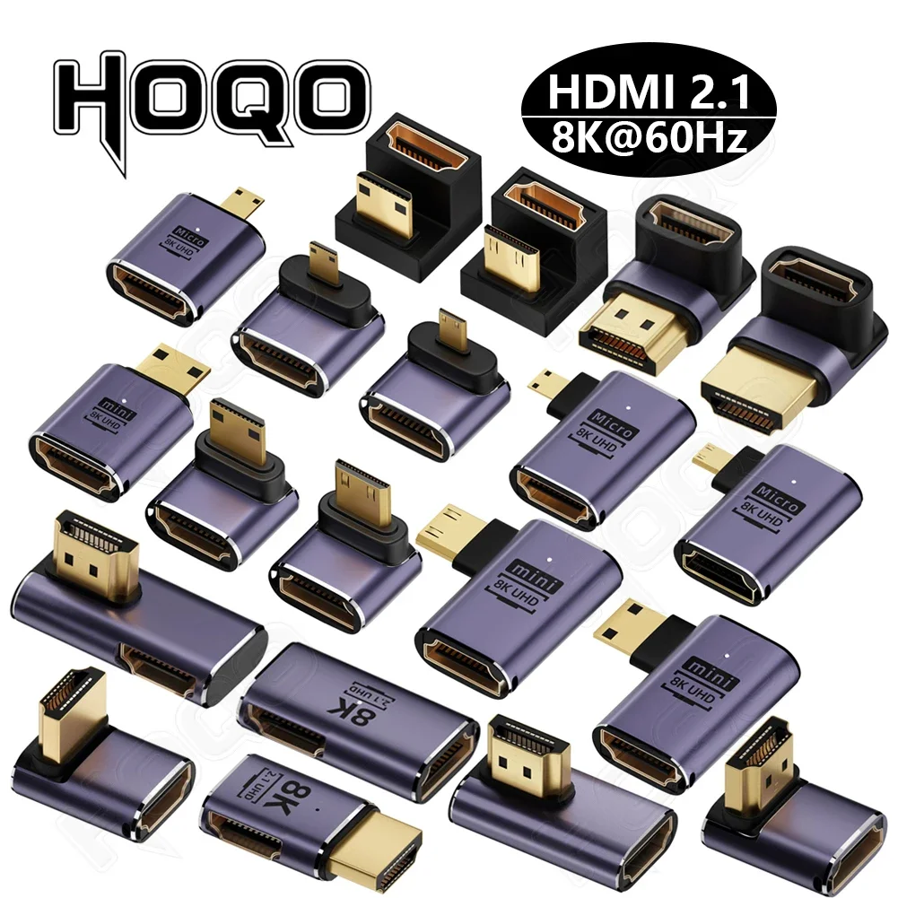 hdmi 90 degree adapter 8k 4k@120Hz 270 degree hdmi angled adapter 360 180 degree mni hdmi to HDMI U shape l type converter