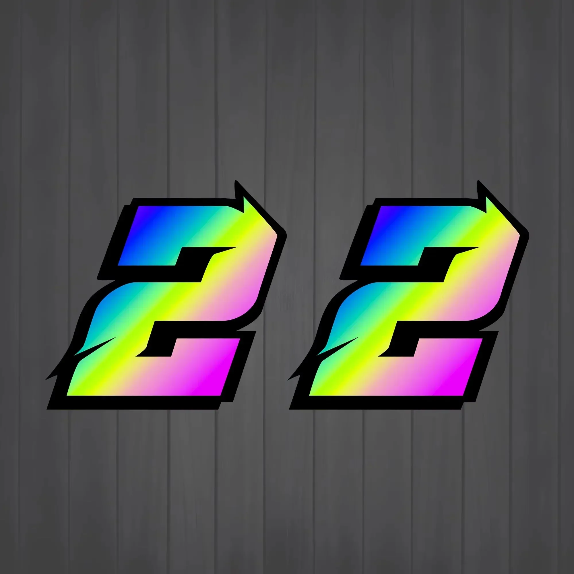 2 Stück Motorrad-Rennzahlen-Aufkleber DIY Reflektierende Regenbogen-Aufkleber Nummern-Helm Auto-Styling 3D-Aufkleber