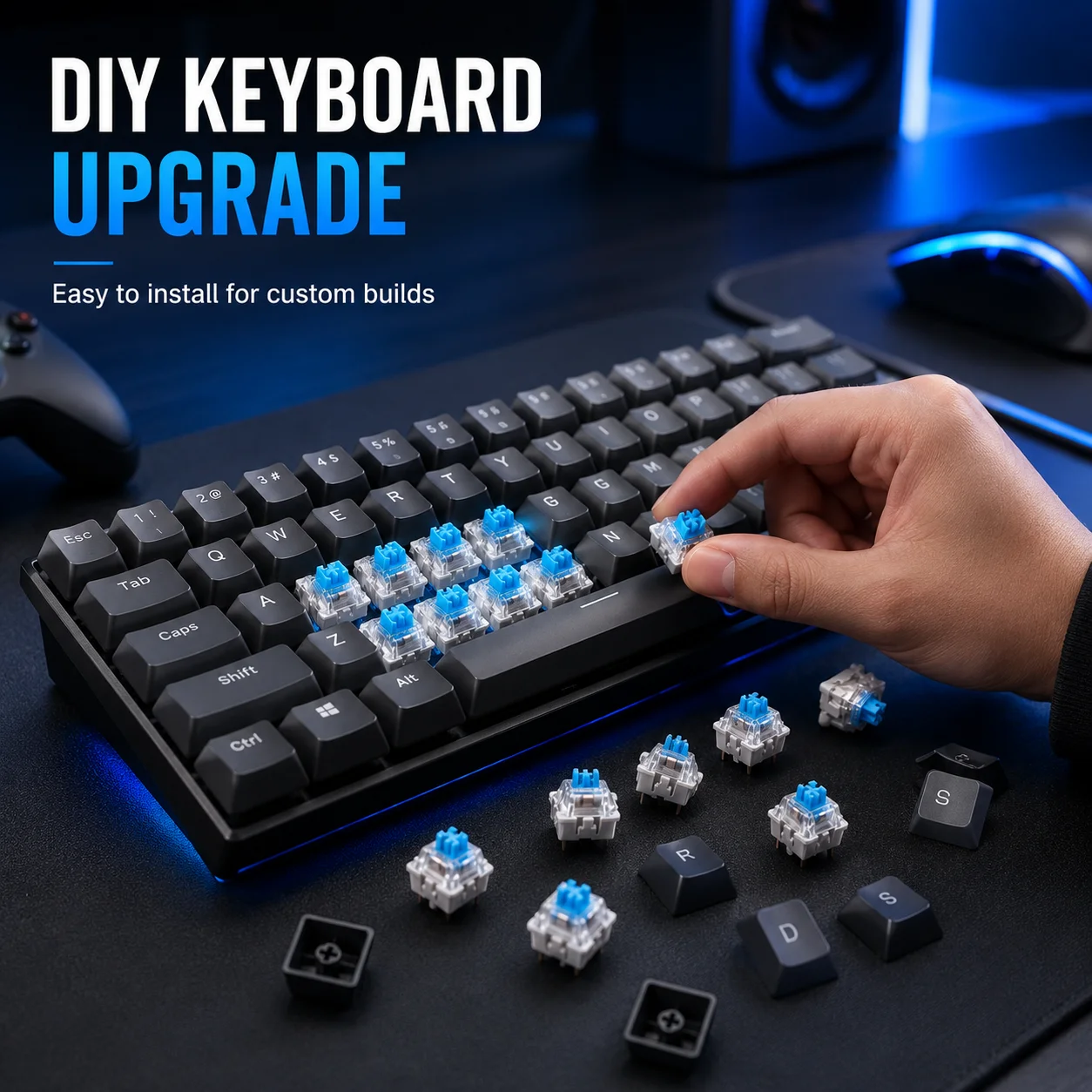 

3 Pin Tactile Keyboard Switches 100PCS Key Replacement for Gaming Office Home Studio Mechanical DIY Custom Typing Use