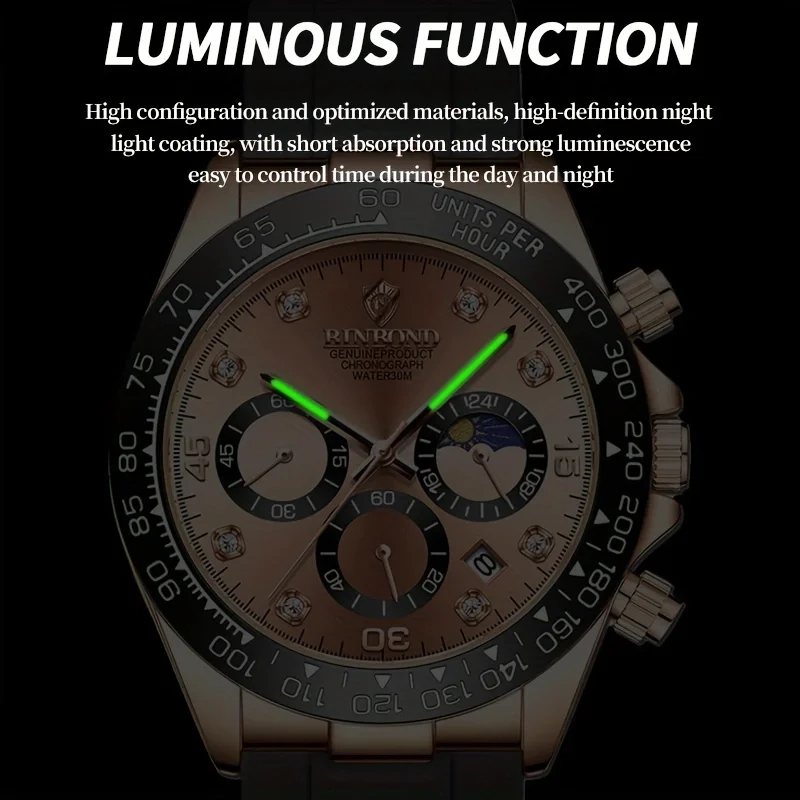 2024 Luxury Sports Watch for Man Waterproof Luminous Date Chronograph Men Watch Silica Gel Quartz Men\'s Watches Clock Reloj+box