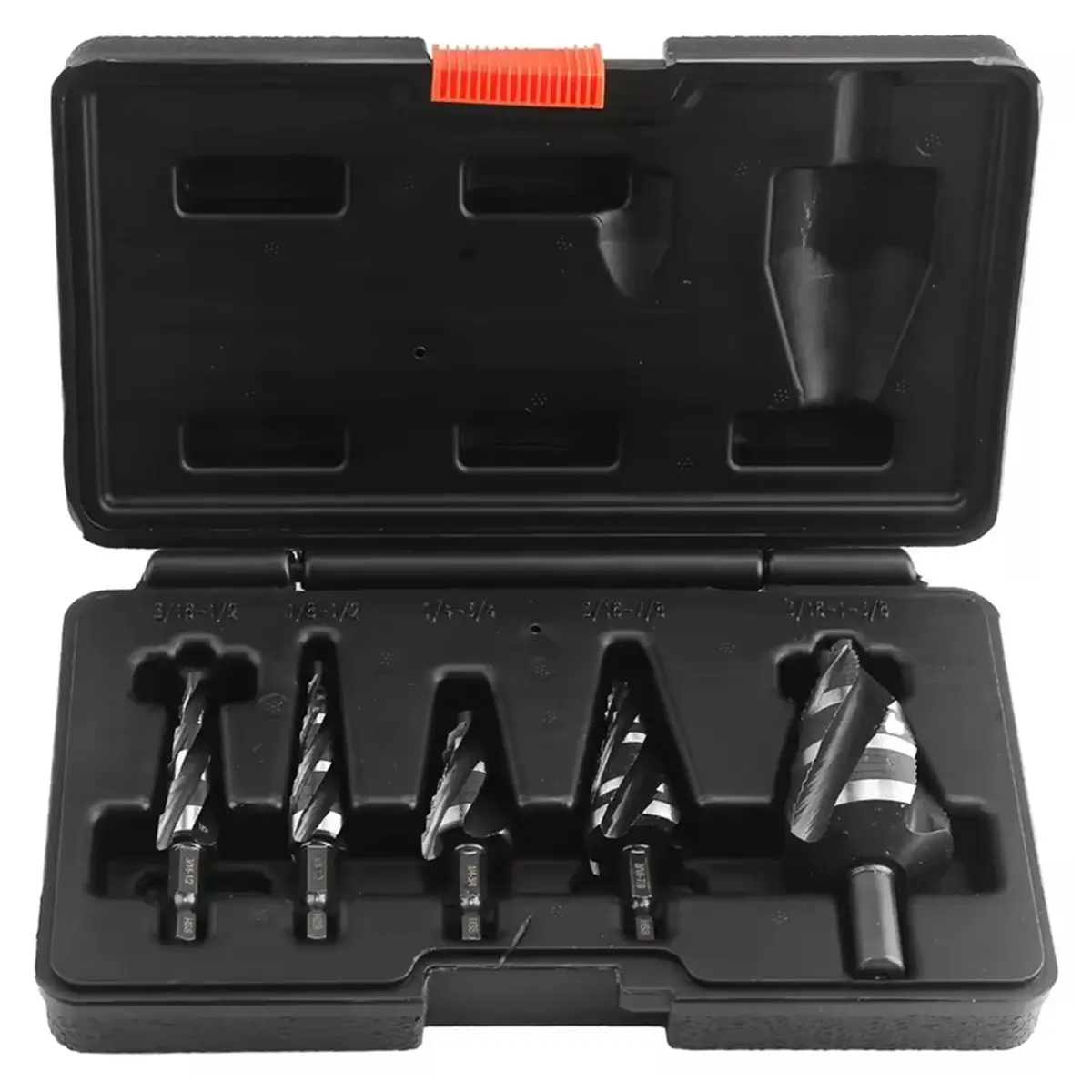 DT38 5Pcs Titanium-Coated HSS Drill Bits Set for Metal Four Spiral Flute Step Bits