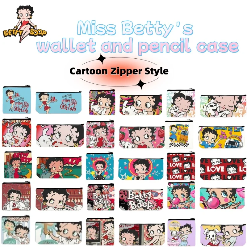 Accesorios de Anime y Dibujos Animados de Miss Betty, Linda Cartera, Estuche para Lápices, Bolsa con Cierre de Moda Coreana-Japonesa para Mujeres y Estudiantes, Monedero