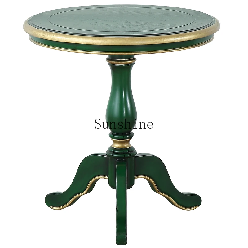 

American country retro green leisure small round table Mediterranean bedroom coffee table