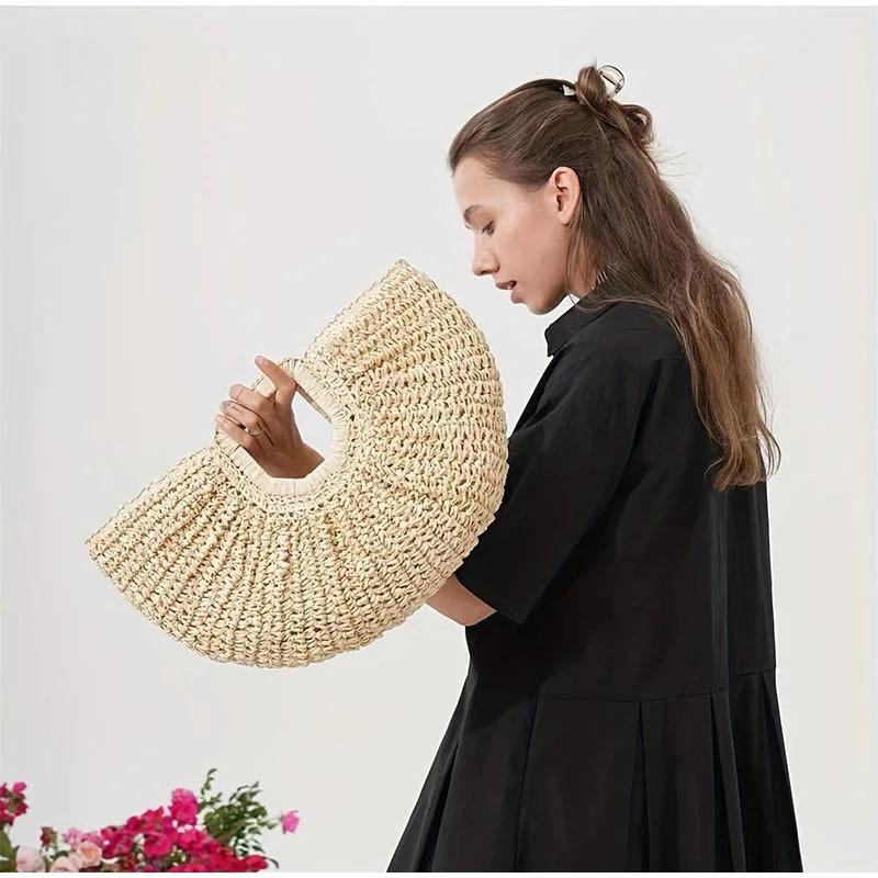 Marke Woven Clutch Tasche Luxus Neue High-end-Meer Urlaub Reise Große Kapazität Stroh frauen Einfache Textur Mode brieftasche – Detail 16
