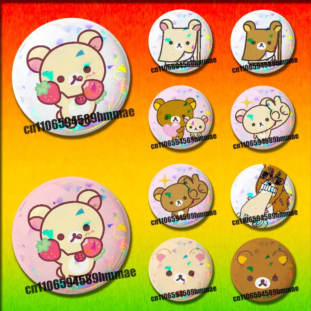 

Round Pins Insignia Badge Cover For Cartoon R-Rilakkuma Bear Ornament 75mm Cosplay Brooch Button