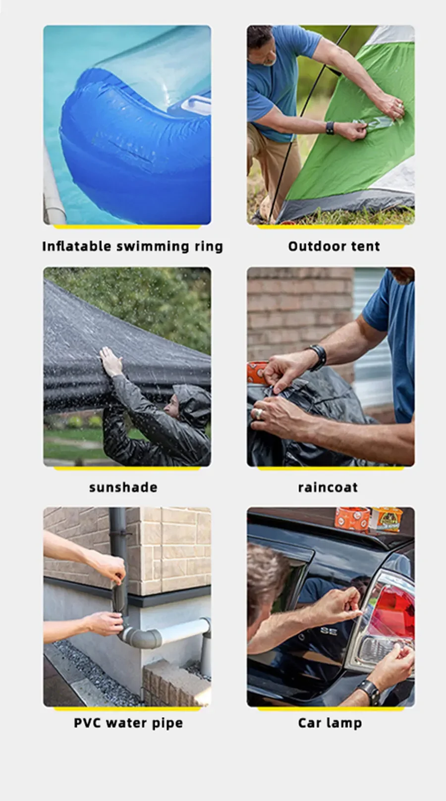 Wasserdichtes Reparaturband; Hochleistungs-Patch für Zelt, Schwimmbad, Luftmatratze, Schlauchboot; Stark haftendes Leckdichtungsband – Detail 3