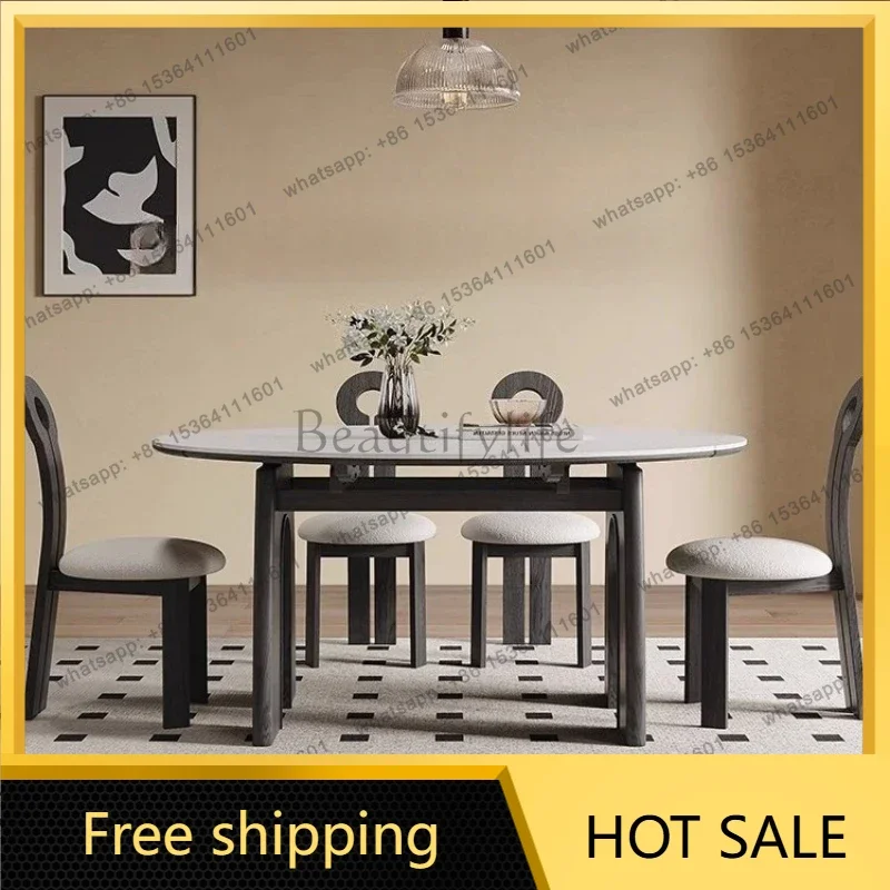 LJY French Retro Dining Table Modern Simple Extendable Special Hallway Romantic Table Aesthetics High Quality Muebles Furniture