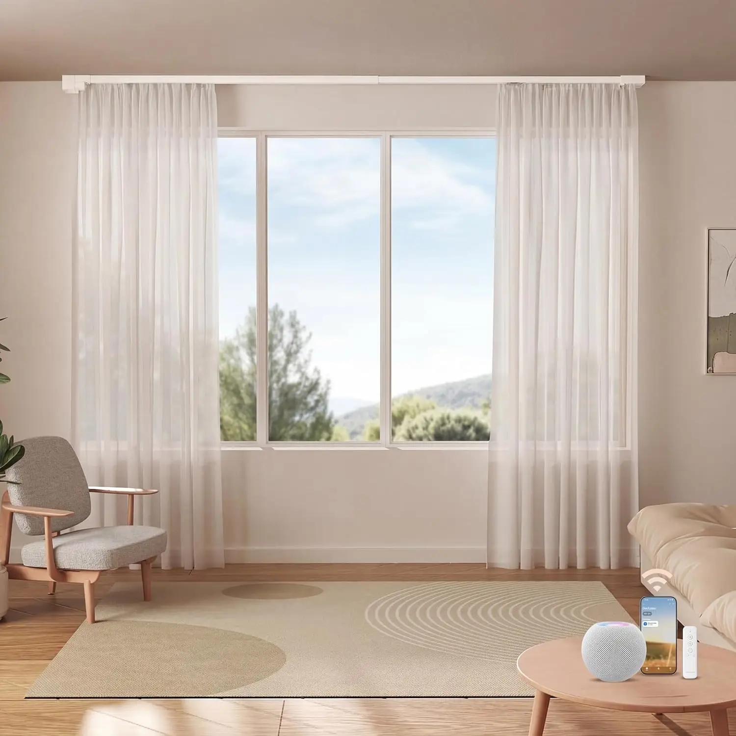 

Умная система карнизов Remac M1 Smart Matter, для потолочного и настенного монтажа, совместима с Apple, Alexa, Google, с пультом ДУ, для штор от пола до потолка