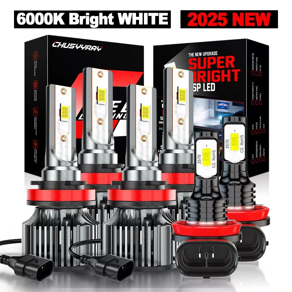 

For Ford Transit Connect 2014-2023 6x Canbus H11 H8 H9 LED Headlight Hi/Lo Beam+Fog Light Bulb Combo 6500K 100000LM Plug & Play