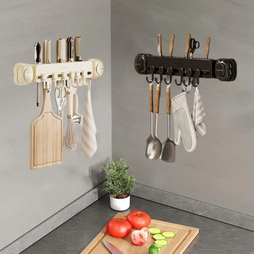 

Wall Mounted Kitchen Storage Rack Large Capacity Punch Free Wall Cutter Holder Space Saving Waterproof Suction Cup Cutter Stand