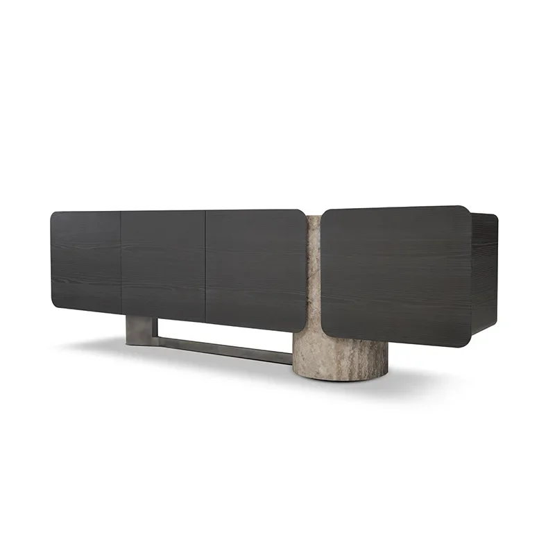 

High-end light luxury solid wood locker, luxury home design, creative wall marble side cabinet