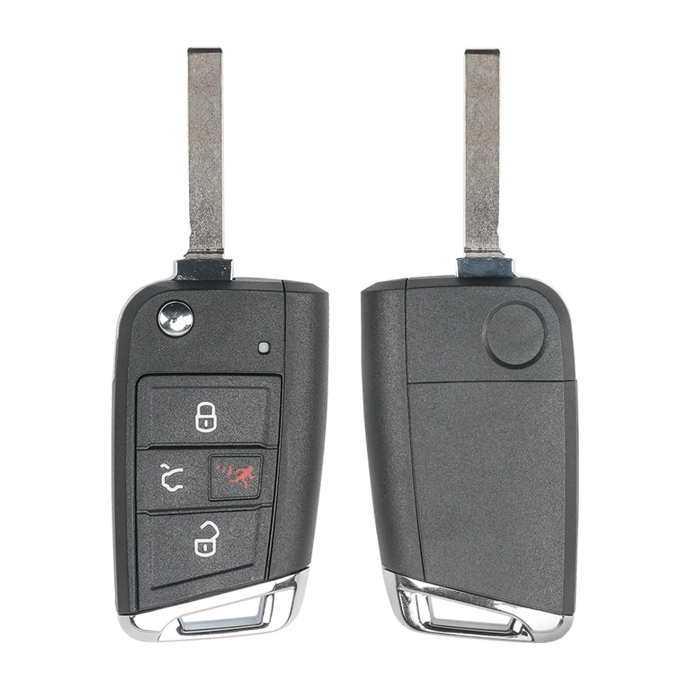 Okey Remote Car Key Shell Replacement Case 4Button For VW Volkswagen Golf MK7 Tiguan GTI HU162 Blade Flip Key