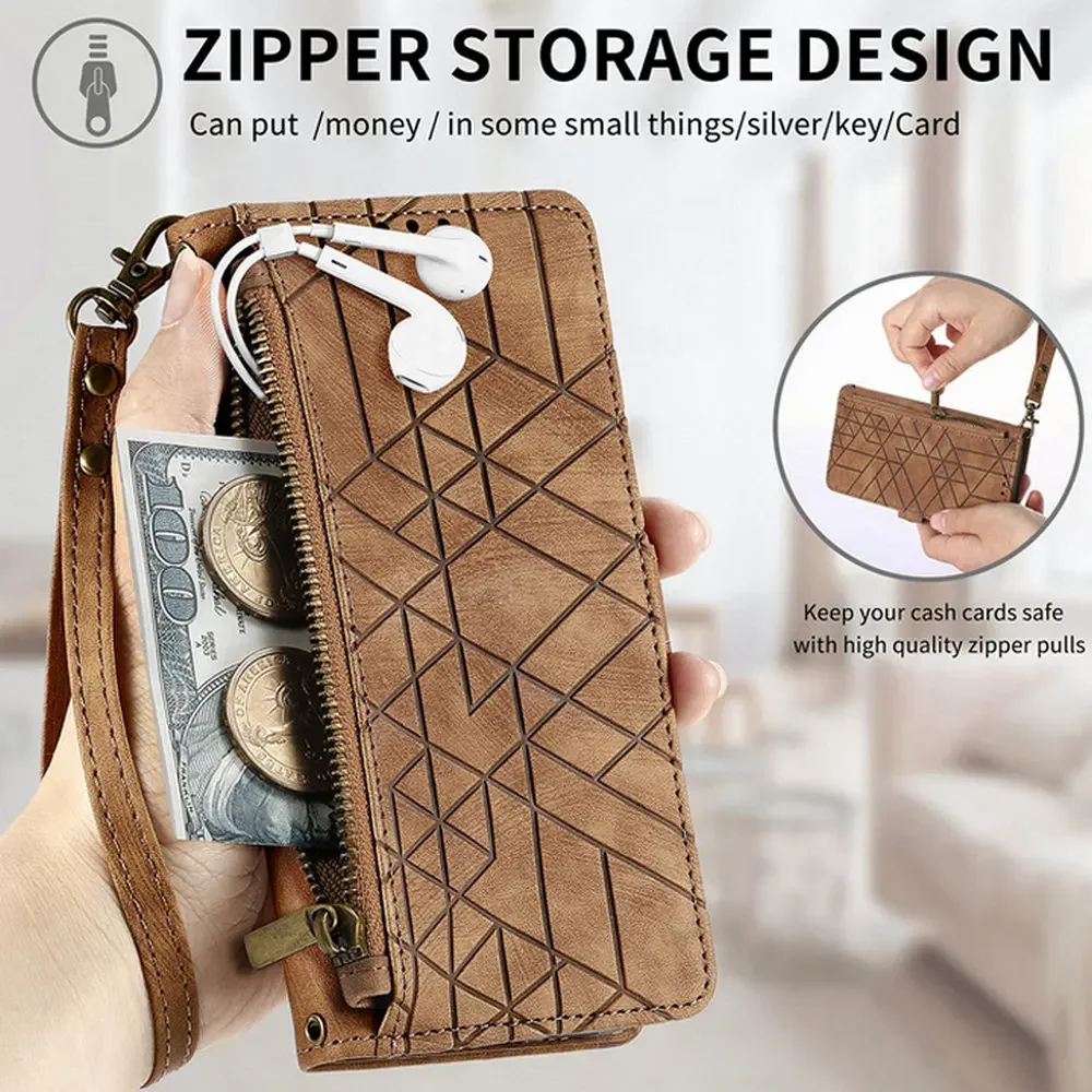 Realme C67 C65 4G 2024 Flip Case For OPPO Realme C55 C53 C51 C35 C33 C31 C30 C 25 S C25y C21y C 67 Zipper Wallet Leather Cover