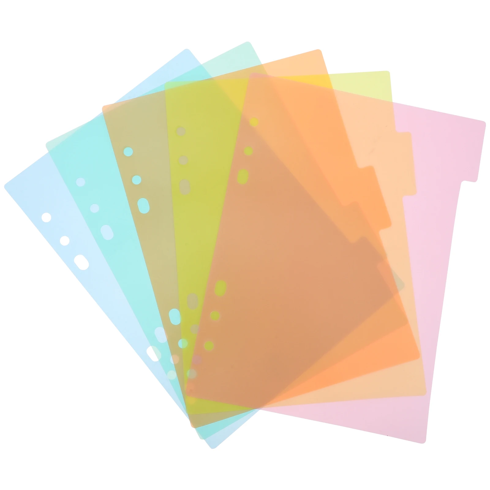 2 Sets A5 Paper Refills Dividers Color Classification Plastic Film Standard Size 6 Ring Binders Extra Wide Tabs Secure Inserts