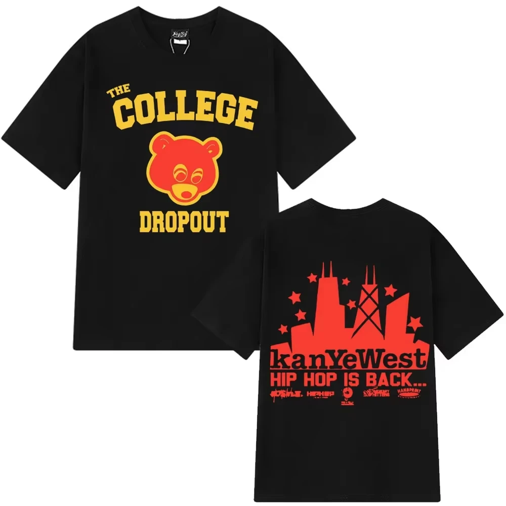 Unisex Kanye West College Dropout Album Harajuku Printed Casual Hip Hop Street Short Sleeve Women And Men T-Shirt