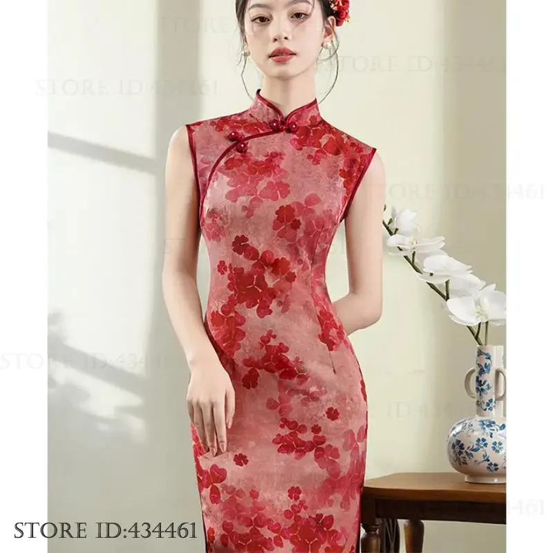 

Сексуальное тонкое женское платье Ципао с цветочным принтом, длинное платье Cheongsam в стиле ретро, элегантные традиционные китайские платья, классическая танцевальная одежда, Vestidos
