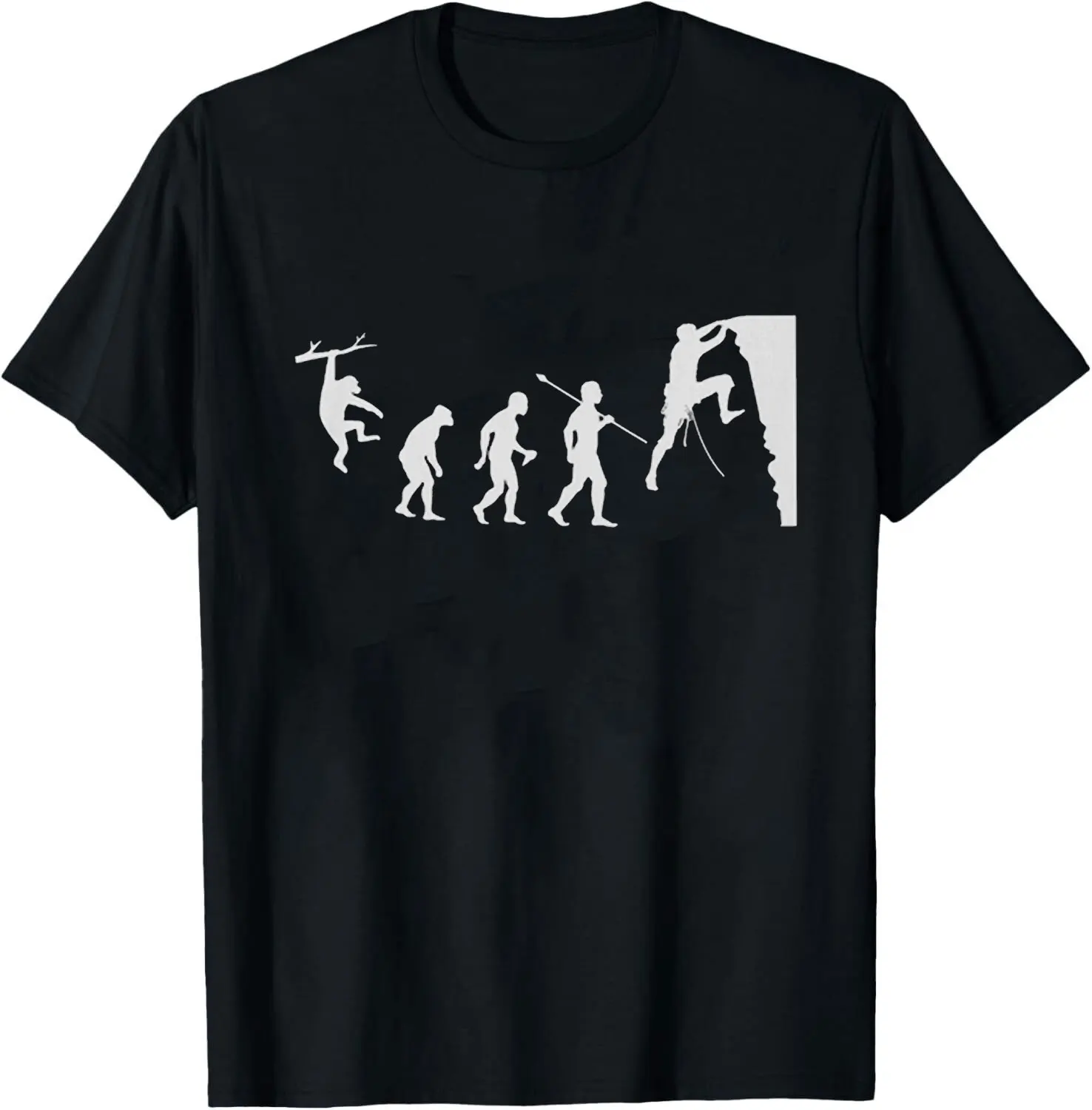 Evolution of Rock Climbing T Shirt From Ape Through Prehistoric Man To Climber Climbing A Cliff Graphic T Shirts Summer Cotton