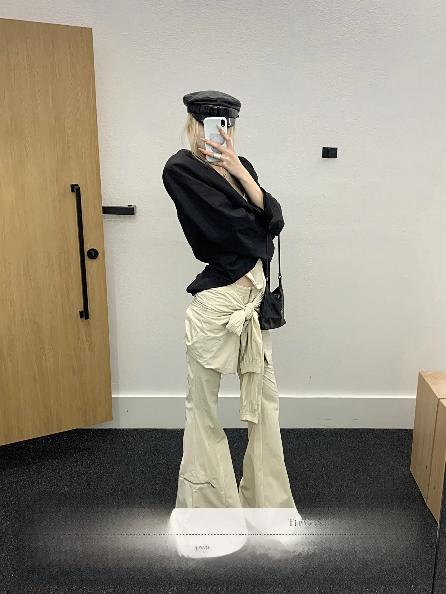 

Low Waist Bell Bottom Work Pants Casual Trousers Rase Le Sol 'Ultimate Battle' Street Style Nylon Fabric Ladies Fashion