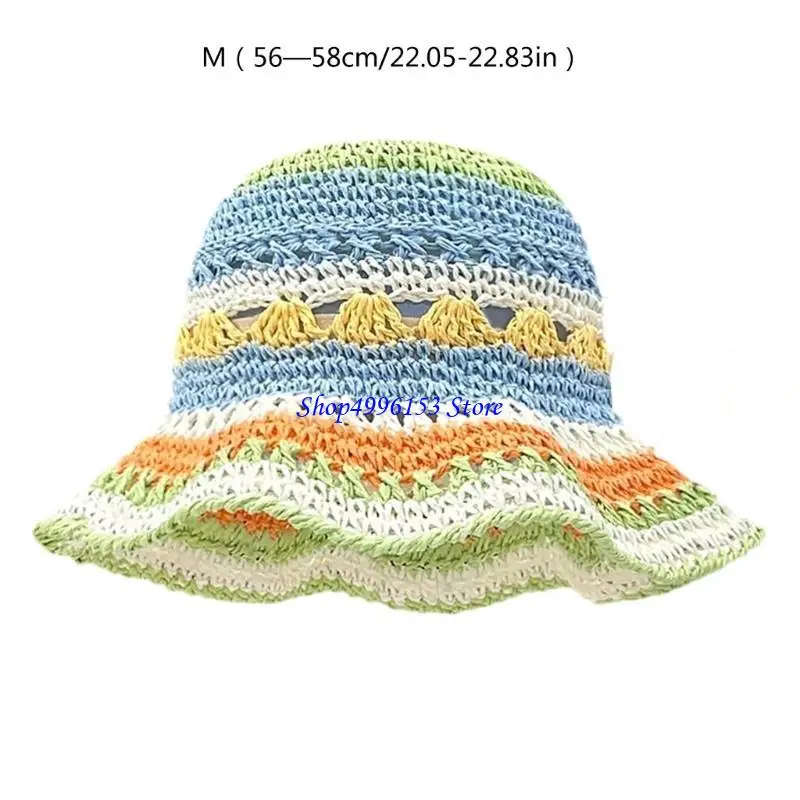 قبعة Q0KE منسوجة من القش للفتيات المراهقات قابلة للتنفس في الربيع والتخييم قبعة الشاطئ #6