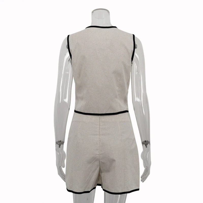 2025 Summer New Cotton Vest Pants Skirt Set Women's Sleeveless V-neck Tank Top  Commuter Two Piece Set