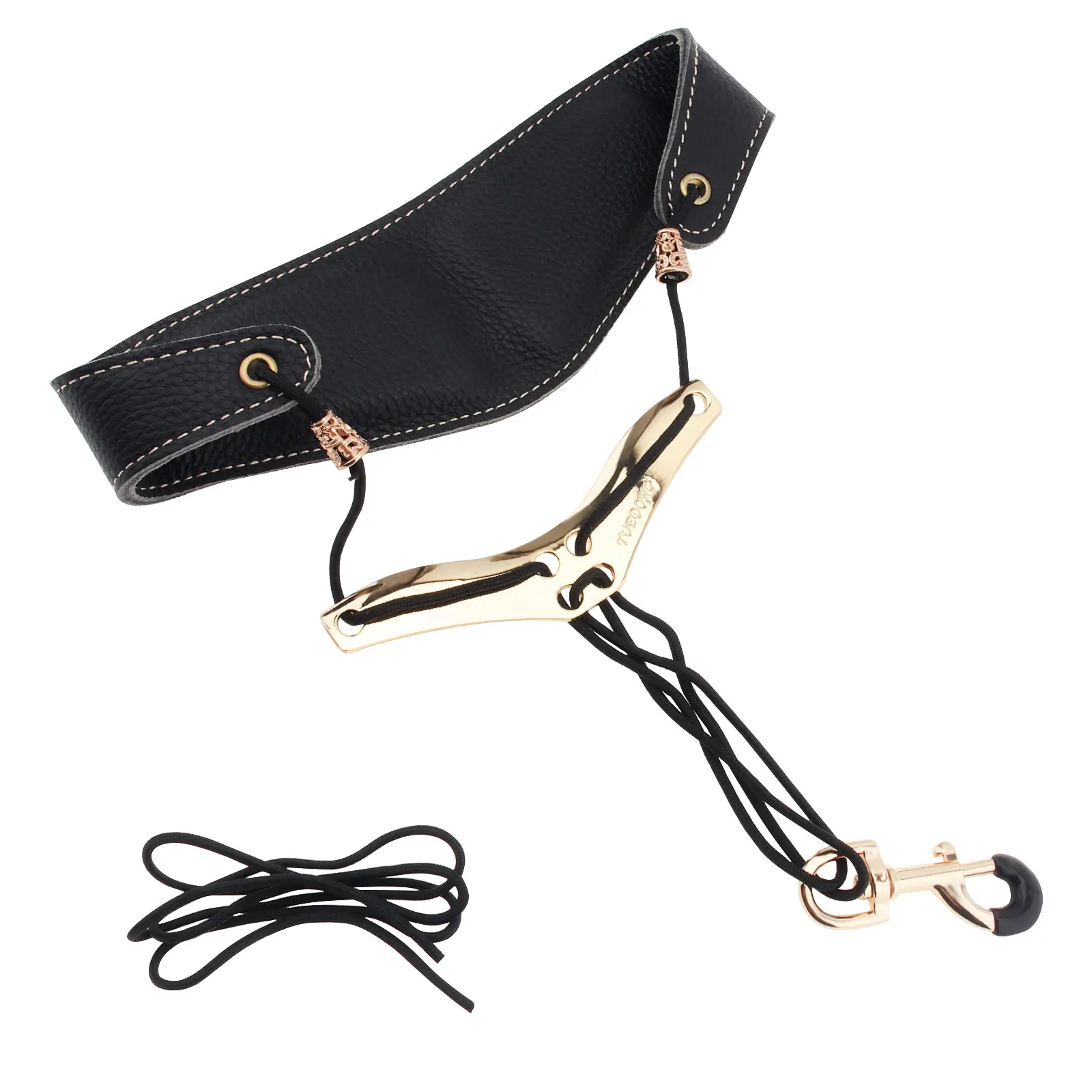 Genuine Leather Saxophone Double Shoulder Neck Strap Cowhide Material Adjustable Sax Stage Play Neck Belt 2 Colors Optional