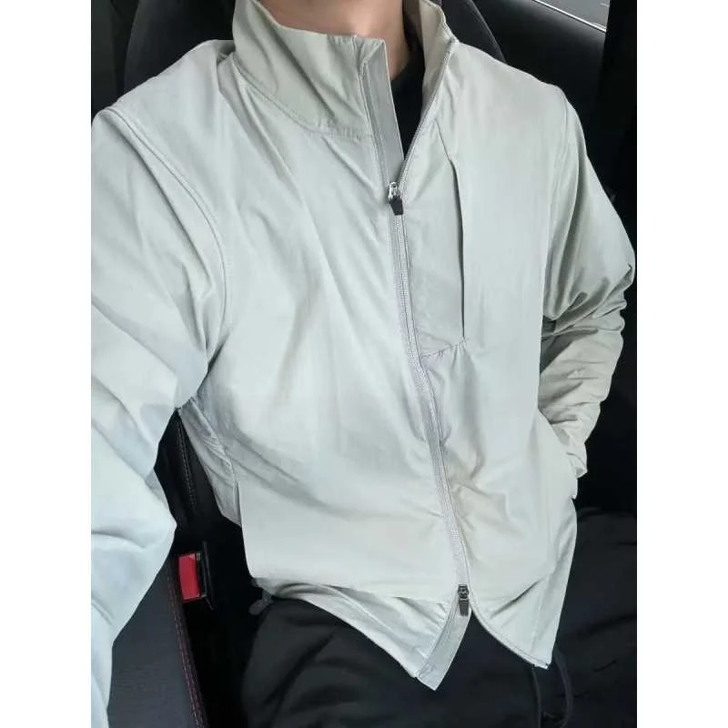 

Sli Spring Autumn Loose Men's Jaet Faion High Street Trendy Korean Sle Harajuku Windbreaker Polyester Fabric Long S...