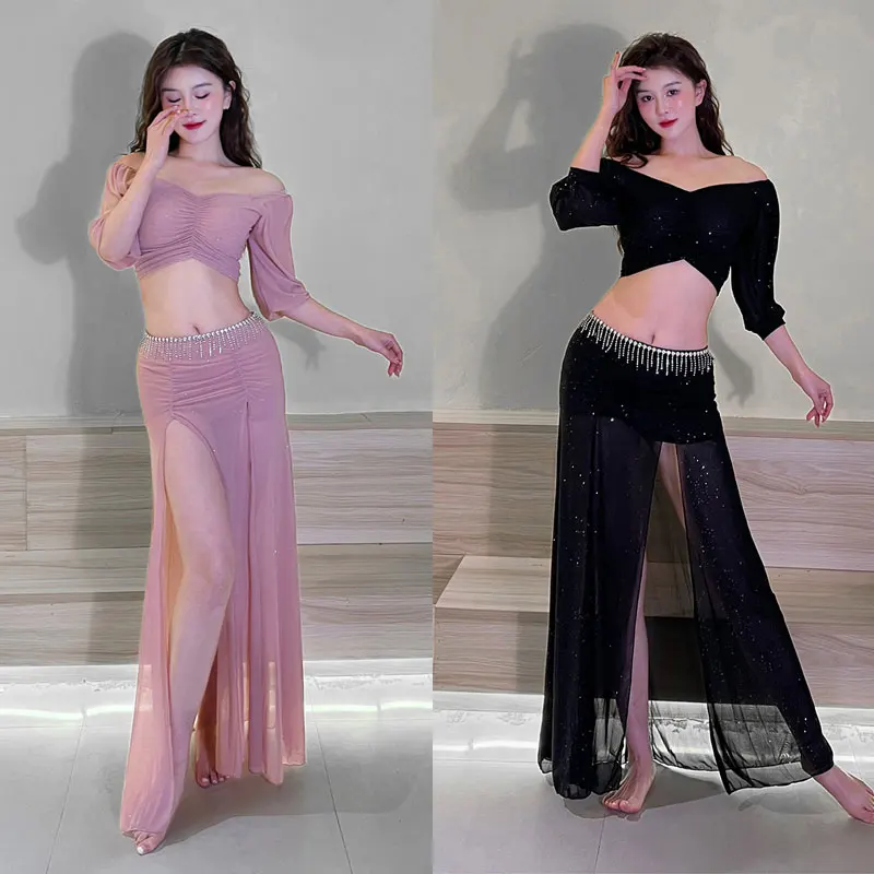 ผู้ใหญ่ Belly Dance Strapless Top ชุดกระโปรงผู้หญิง Oriental การฝึกอบรมเสื้อผ้าเริ่มต้นประสิทธิภาพอินเดีย Class บทเรียนเต้นรําชุด