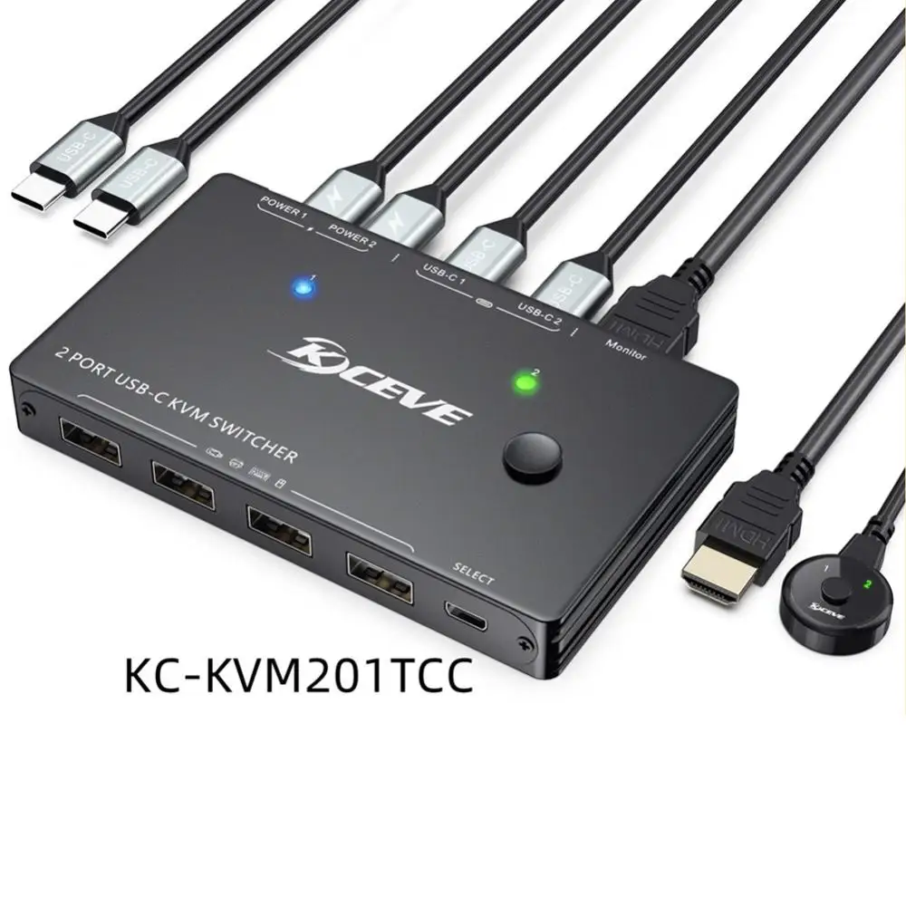 2 Port Usb-c Universal Practical Two-way Switcher For Computer Monitor Multiple Source New Type-c Kvm Switch Portable Durable