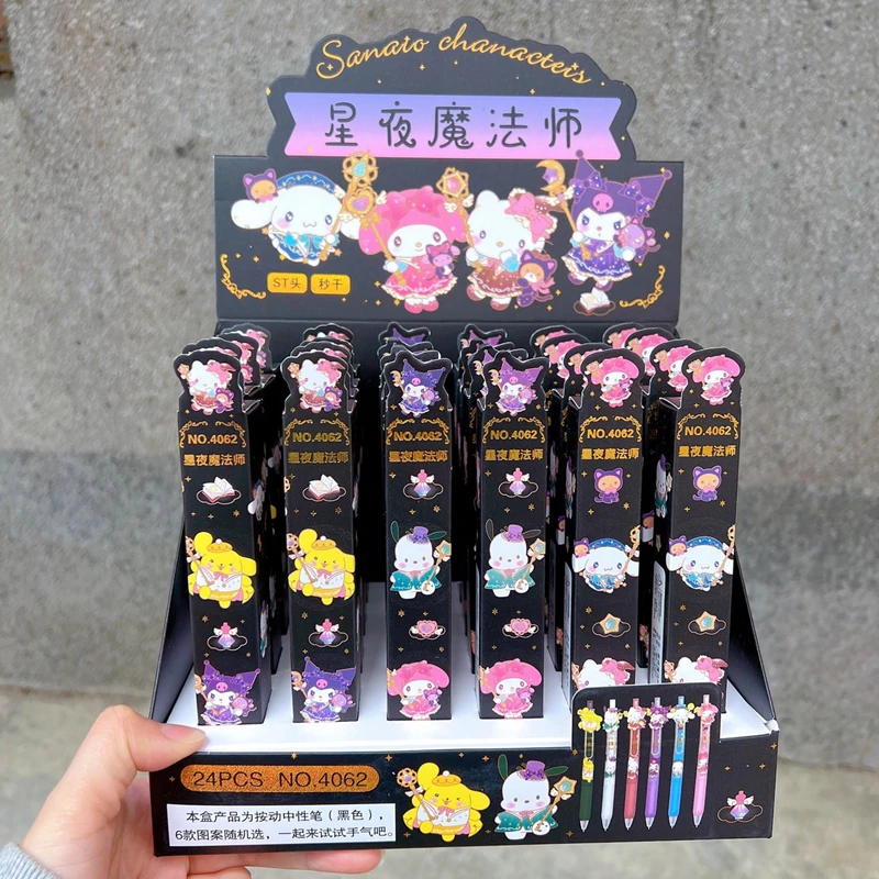 

24 шт./кор. гелевая ручка Sanrio Hellokitty Kuromi Cinnamoroll шариковая ручка студенческие канцелярские товары оптом