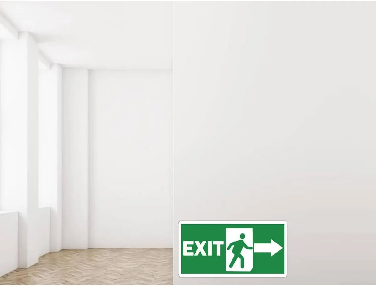 Exit Signs Stickers,9 x 5 Inch Exit Right Arrow Sticker Vinyl Decal for Office, Buildings, Workplace, Indoor & Outdoor,8 Pcs