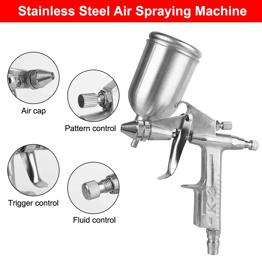 125ml K3 Spray Gun 0.5mm Nozzle Pneumatic Sprayer Professional Car Painting Repair Airbrush