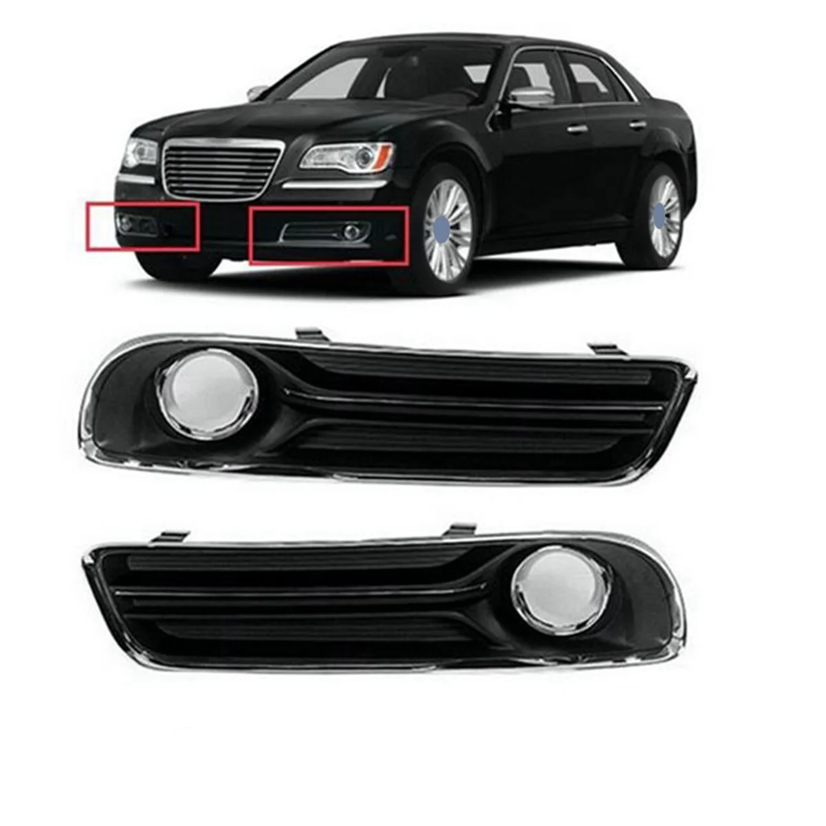 Left Front Bumper Fog Light Cover Chrome 68127946AB 68127947AB for Chrysler 300 2011-2014 Fog Lamp Bezel Trim