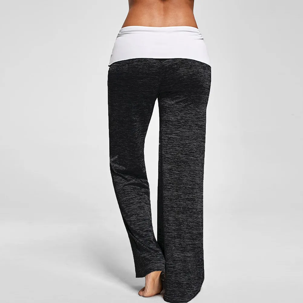 Women's Yoga Long Pants Soft Cotton Blend Spandex Stretch Comfortable Elastic Waist Loose Casual Workout Pants for Home Gym Yoga