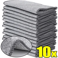 1-10pcs Steel Wire Cleaning Cloth Bamboo Charcoal Fiber Doubleside Thickened Dishwashing Cloth Strong Rust Removal Cleaning Tool