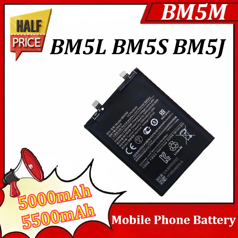 

New BM5M BM5L BM5S BM5J 5000mAh 5500mAh for Xiaomi Mi 13T Pro Redmi K60 Pro K60 K60 Ultra K50 Ultra Mobile Phone Battery