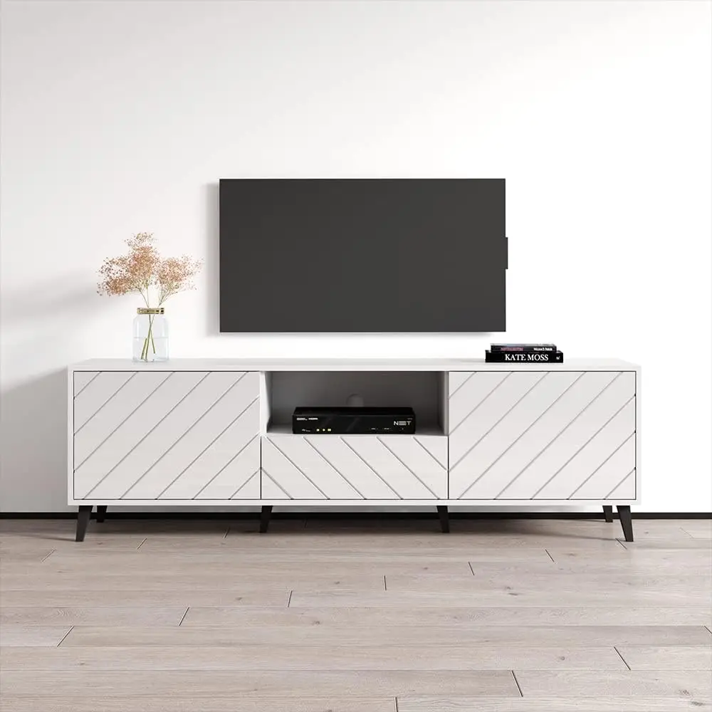 

Paris Tv Stand With High-Gloss Finish - Mid- Modern High Gloss 71'' Tv Stand With Storage - Media Central Entertainment Center
