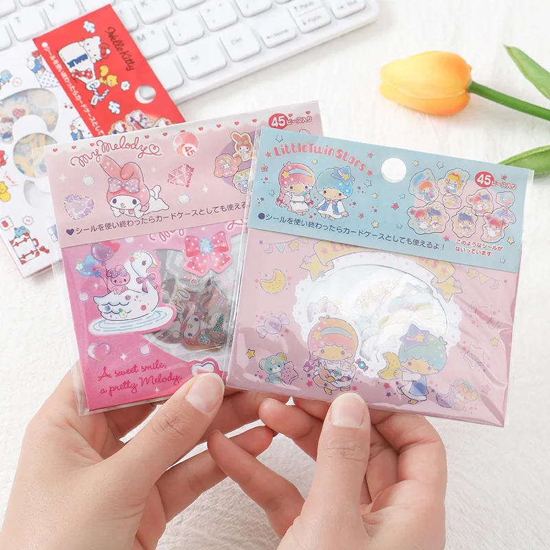 Imagem -03 - Kawaii Sanrio Pvc Adesivos para Scrapbooking Kawaii Adesivos Bonito Kuromi Melody Faça Você Mesmo Diário Adesivo Decorativo Papelaria Material Escolar 30 Pacotes por Lote