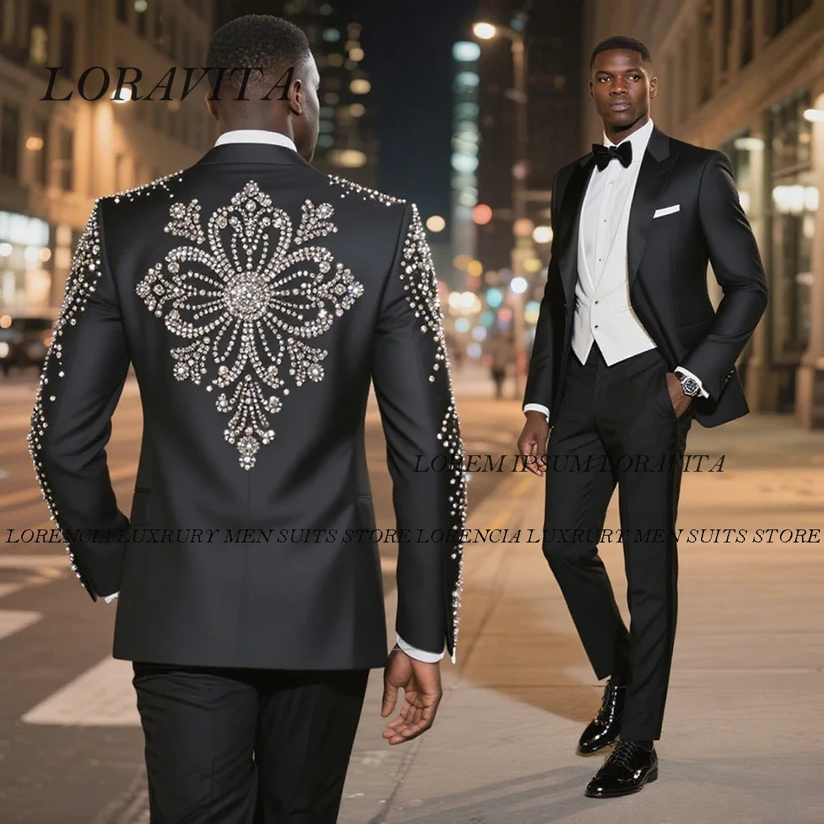 

Customized Luxury Velvet Men Suits Wedding Party Prom Blazer 2 Pieces Sets High End Diamond Beaded Groom Tuxedos Ropa Hombre