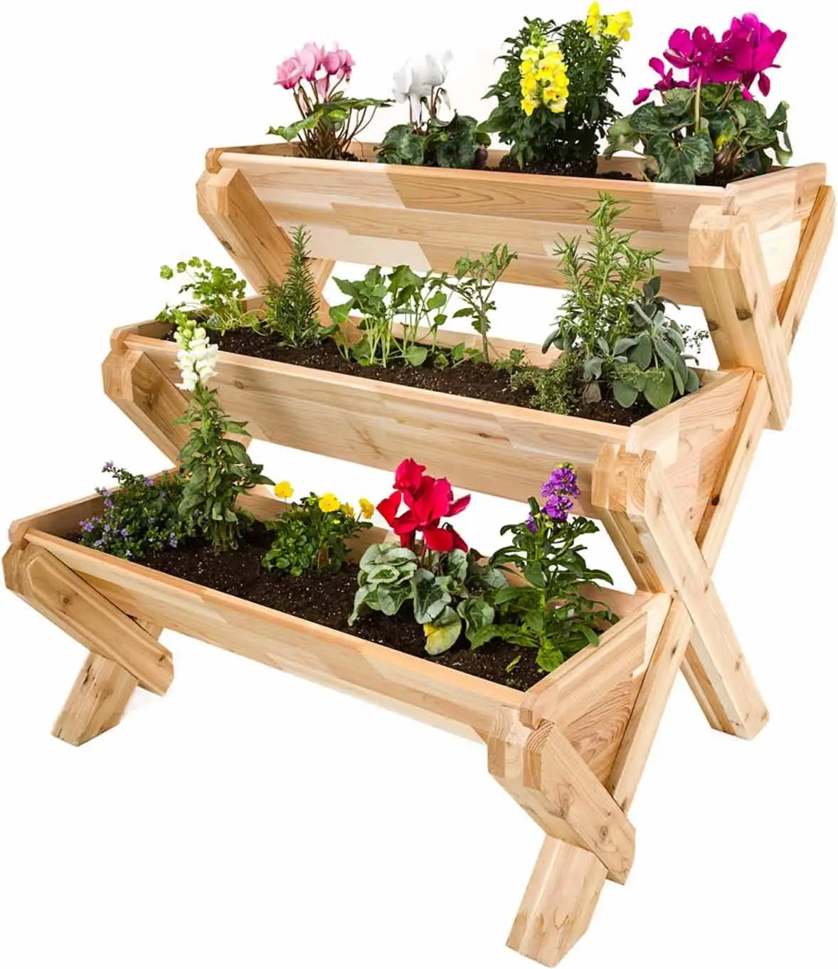 

CedarCraft Cascading Garden Planter - 3 Tier Vertical Garden - Grow Fresh Vegetables, Herb Gardens, Flowers & Succulents