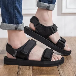 Plus big size 48 49 50 pure black men casual sandals for wide foot diabetic shoes thumb eversion soft comfortable breathable