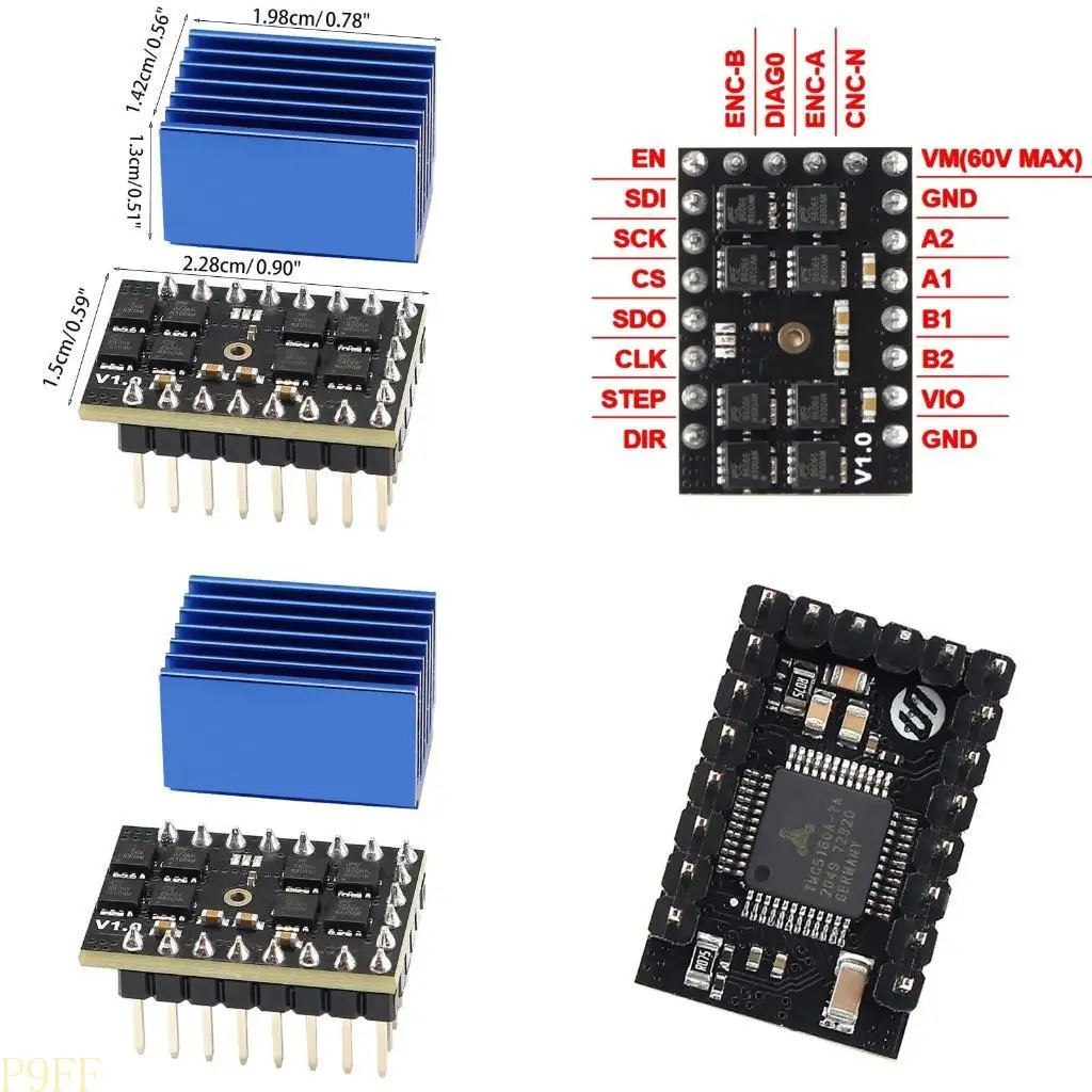 

CS1W New QHV5160 Stepper Motor Driver Based On HV5160 256 Microsteps Upgrade SPI Silent Motor Driver for 3D Printer Engraver