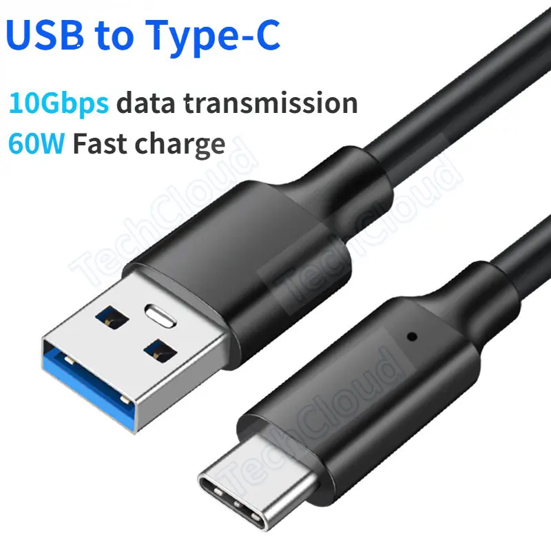 كابل USB قصير C ، USB 3.0 Type-C 3A 60 واط سلك شحن سريع كابل مزامنة البيانات للهواتف الذكية