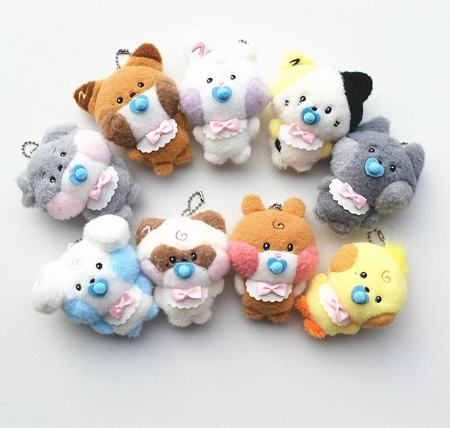 Kpop ZB1 Pacifier Doll Filling PP Cotton Soft Short Plush Toy Cartoon Cute Dog Cat Rabbit Doll Keychain ZEROBASEONE Fans Gift